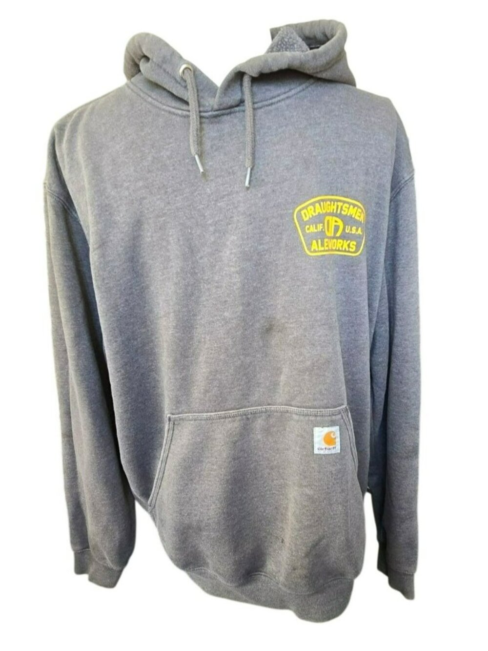 Carhartt Mens Gray Hoodie Draughtsmen Aleworks Beer Graphic Santa Barbara JJ4382